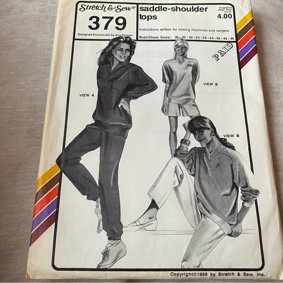 Vintage Stretch & Sew Pattern Saddle Shoulder Tops - Picture 1 of 3